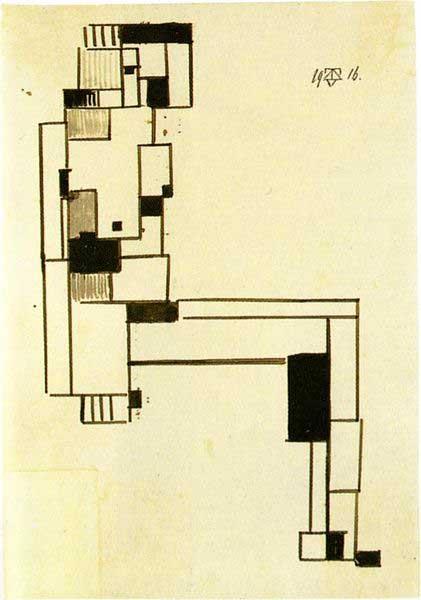 Theo van Doesburg Female nude with Hand on Her Head oil painting image